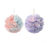 Shower Luffa Sponge Exfoliating Mesh Pouf Body Scrubber Rich Lather Bath Accessories 18cm 2 Pack