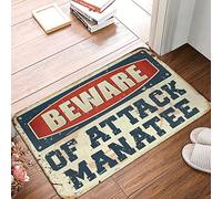 Shower Mat - Beware Of Attack Manatee Boho Outdoor Strawberry