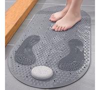 Shower Mat Foot Scrubber, Non-slip Bath Mat for Tub with Suction Cups, Shower Floor Bath Tub Mat with Feet Scrub Stone, 32 X 16 inch
