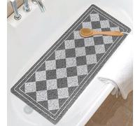 Shower Mat Non Slip, 40x100cm Extra Long Bath Tub Mat Non Slip Anti Mould, Loofah Bathroom Floor Mat for Inside Shower, Soft Textured Foot Massage Scrubber Mat for Elderly with Drain, Quick Dry