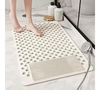 Shower Mat Non Slip Anti Mould,50x80cm Non Slip Bath Mats For Inside Bath With Suction Cups And Drainage Holes,PVC Material Shower Mats For Inside Shower,Bathroom,Hotel,Gym Bath(White)