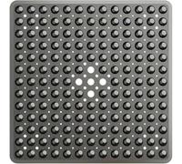 Shower Mat Non Slip Anti Mould, 53x53cm Square Shower Mats for Inside Shower, Anti-Slip Bath Mat with Strong Suction Cup, Drain Holes, Machine Washable, Ideal for the Elderly and Children (Grey)