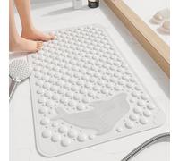 Shower Mat Non Slip Anti Mould 70x35cm,PVC Material Non Slip Bath Mat With Suction Cups And Drainage Holes,Shower Mats For Inside Shower,Machine Washable(White)