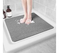 Shower Mat Non Slip Anti Mould: Bath Mats for Inside Bath- 80 x 80 cm Anti Slip Shower Mats for Inside Shower- Loofah Shower Mat Grey Square Washable Shower Matt for Elderly Wet Room Quick Dry