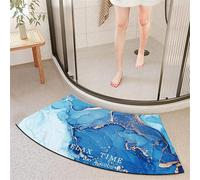 Shower Mat Non Slip Anti Mould Marble Diatomite Stone Bath Mat Curved Shower Mat for Bathroom Super Absorbent Bath Mat Outside Shower Fan Shaped Carpet Rugs for Home Hotel