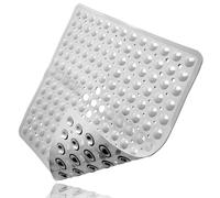 Shower Mat Non Slip, Bath Mat Anti Slip With Suction Cups and Drain Holes, PVC Bathroom Mat Machine Washable, Square Shower Mats for Inside Shower, Anti-slip Bathroom Mat (Grey-53 x 53 cm)