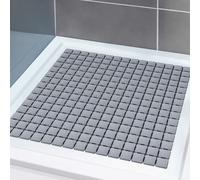 Shower Mat Square Non Slip Bath Mat DIY Cut Safety Bathroom Mat for Bathroom Accessory with Strong Suction Cups on the Bottom 54×54 CM (Grey)