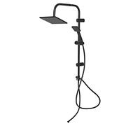 Shower Mixer Chrome Head Bathroom Square Valve Overhead Rainfall Head and Handheld Adjustable Shower Twin Luxury Bath Kit Set (Matt Black)