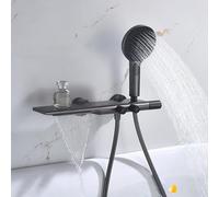 Shower Mixer Taps Wall Mounted Waterfall Mixer Bath Taps Gun Grey Bathroom Taps Mixer with Shower Set Hopeful Interesting