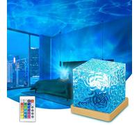 Shower Mood Light for Bathroom, 16 Colors Adjustable Northern Lights Projector, Aurora Light Galaxy Projector with Remote, LED Water Wave Sensory Lights for Bedroom, Living Room, Bathroom(Square)