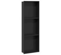 Shower Niche Black Stainless Steel 92 x 32 x 10 cm, Rectangular Shower Recess Shelf with Large Storage Space for Easy Installation, Corrosion Resistant and Waterproof for Bathroom and