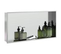 Shower Niche Brushed Silver Stainless Steel 62x32x9cm Wall Insert Slim Recessed