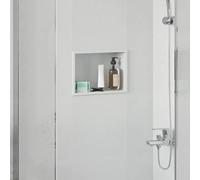 Shower Niche Matt White 30x20x9.5cm Stainless Steel Recessed Bathroom Shelf Slim