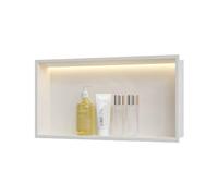 Shower Niche Recessed Stainless Steel Waterproof Bathroom Shelf Wall Mounted，Waterproof Stainless Steel Shower Niche with LED Light - Horizontal Recessed Wall Shelf for Stylish Bathroom Stor