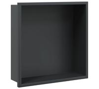 (black) vidaXL Shower Niche Bathroom Storage Recessed Shower Shelf Stainless Steel
