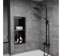 Shower Niche with LED Light, Recessed Design for Bathroom, No Tile Needed, Easy Over Mount Installation, Matte Black Stainless Steel Construction