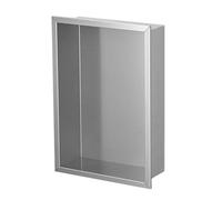Shower Niche with Shelf - Easy Install, No Tile Required - Space-Saving Storage Solution for Bathroom, Kitchen, or Living Room - Modern Stainless Steel Design