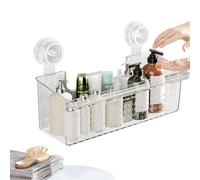 Shower Organizer Suction - No Punch Shelf, Wall Mounted Basket | Bathroom Storage Holder, Stable Soap Rack, with Drain Design for Shampoo Bottle Placement, Cleaning Stock Setting, Toilet Corner Fit