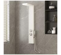 Shower Panel Aluminium 201 Stainless Steel White 15x47x114cm Brushed MassageJets