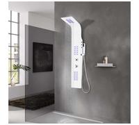 Shower Panel Aluminium White 20x44x130cm LED Rain Waterfall Massage Jets LED30pc