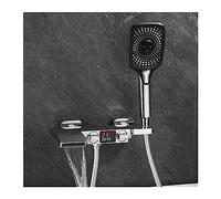Shower Panel, Bathroom Shower Set Bathtub Shower Kit， White Bath Tap Waterfall Concealed Display Shower Set， Embedded Digital Shower(Gunmetal) LWX