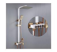 Shower Panel, Black Gold Shower Rain Shower Set ，Thermostatic Shower Faucet Bath Faucet ，Wall Mount Bathtub Shower Mixer Tap Shower System(A3027GB) LWX