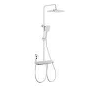 Shower Panel, Digital Display Thermostatic Shower Faucet Set, Rainfall Bathtub Brass Tap Mixer, Water Flow Power Generation Atmosphere Light(Gun Grey) LWX