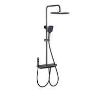 Shower Panel, Digital Display Thermostatic Shower Faucet Set, Rainfall Bathtub Brass Tap Mixer, Water Flow Power Generation Atmosphere Light(Gun Grey) LWX