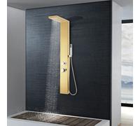 Shower Panel Gold Stainless Steel 201 15x47x130cm Rainfall Waterfall MassageJets