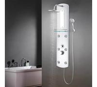 Shower Panel Silver 25x43x120cm Stainless Steel Plastic Rain Massage Jets Mirror