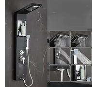 Shower Panel System Tower with Shelf,Shower Panel Tower System,Rainfall and Waterfall Head,5-Function Shower Faucet Set with Massage Jets Tub Spout,Wall Mount