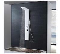 Shower Panel System White 201 Stainless Steel Brushed 15x47x114cm Aluminium Mat.