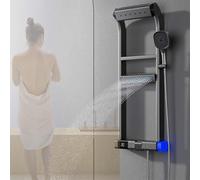 Shower Panel Tower, 6-Function with Rainfall and Adjustable Massage Jets, LED Digital Display, Thermostatic Control