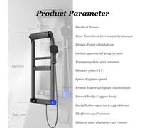 Shower Panel Tower System with Shelf, Stainless Steel Thermostatic Shower with Rainfall Head, Massage Body Jets and Rain Spray for Bathroom, (Milkwhite)