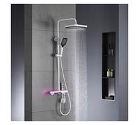 Shower Panel, UFO Style Gunmetal Shower Mixer Matte Gray Bath Tap Rainfall Shower Mixer Set Metal Shower Tap Bath Hot and Cold Shower Mixer(Bianco) LWX