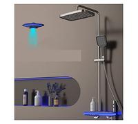 Shower Panel, UFO Style Gunmetal Shower Mixer Matte Gray Bath Tap Rainfall Shower Mixer Set Metal Shower Tap Bath Hot and Cold Shower Mixer(Bianco) LWX