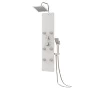 Shower Panel Unit Glass Home Rain Mixer Shower Bath Jet Black/White vidaXL