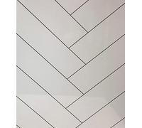 Shower Panels - Large Tongue and Groove Waterproof Cladding Fixings for Home, Bath, Bathroom Wall - Replacement Decorative Panelling, No Grouting-10mm Thick, 1m Wide Chevron High White Gloss