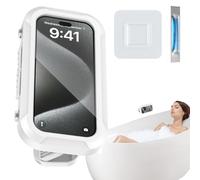 Shower Phone Holder, Wall Mount of Shower Phone Holder, Bathroom Wall Phone Mount - 360 Degree Adjustable Adhesive Anti Slip Touch Screen - Anti Fog Stand for Bath Pool Home 7inc