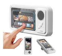 Shower Phone Holder Waterproof,with Wireless Bluetooth Speaker,Anti Fog Touchscreen,Shower Phone Case Bathroom Kitchen Wall Mount for All Cell Phone Up to 7", Gifts for Men Women Kids (Color : Bianco