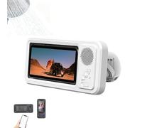 Shower Phone Holder with Wireless Bluetooth Speaker, Waterproof 360 Rotation Viewable Shower Phone Stand Case, Wall Mounted Phones Holder, for Bathroom,Batheub, Kitchen Wall (white)