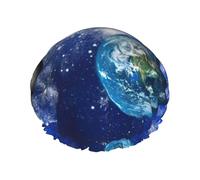 Shower Planet Galaxy Print Cap For Women Reusable Waterproof, Double Layered Shower Hair Cap With Elastic Strap,One Size