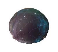 Shower Planet Space Solar System Print Cap For Women Reusable Waterproof, Double Layered Shower Hair Cap With Elastic Strap,One Size