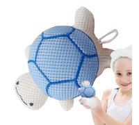 Shower Pouf for Body Scrub, Turtle Ball with Soft Bath Sponge, Mesh Wash Mitt Cute Cartoon Design, Children's Shower Accessories for Girls, Baby, Bathroom Accessories