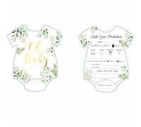 Shower Prediction Cards with Botanical Greenery Design - Interactive Fill-in Game for Guests, Gender-Neutral Keepsake with Gold Foil & Structured Form for New Parents, Ideal for Rustic-Themed Events