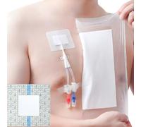 Shower Protection Sheet with Border - 6" x 6", 25 Count - Waterproof Wound Cover for Showering Dressing Surgical Bandage Shower Protector for Sensitive Skin