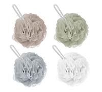 Shower Puff Loofah, 4 Pcs Extra Large Bath Sponge with Mesh Build - Body Scrubber for Exfoliate and Cleaning, 60g/PCS, 4 Color