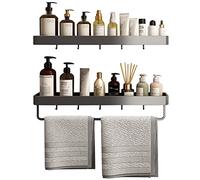 Shower Rack Adhesive Shampoo Holder for Shower with Hook Shower Caddy No Drilling Wall Mounted Space Aluminum for Bathroom Kitchen,grey A,2 Tier 30cm(Grey B,2 layers 60cm)