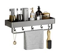 Shower Rack with Hook Shower Caddie Adhesive Shower Basket Wall Mounted No Drilling Space Aluminum For Bathroom Kitchen,grey,A1 Tier 60cm(B1 layer 30cm)