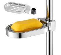 Shower Rail Soap Holder, Clip-on Bathroom Soap Holders ABS Adjustable Shower Soap Dish Shower Pole Soap Tray Practical Bathroom Gadget